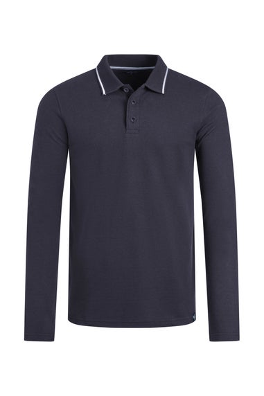 Weird Fish Midnight Theo Textured Long Sleeve Polo Shirt