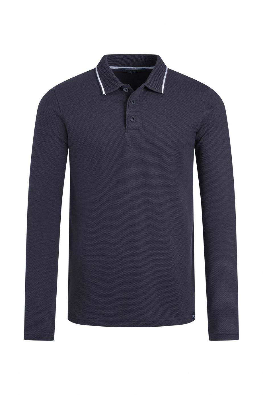 Weird Fish Midnight Theo Textured Long Sleeve Polo Shirt