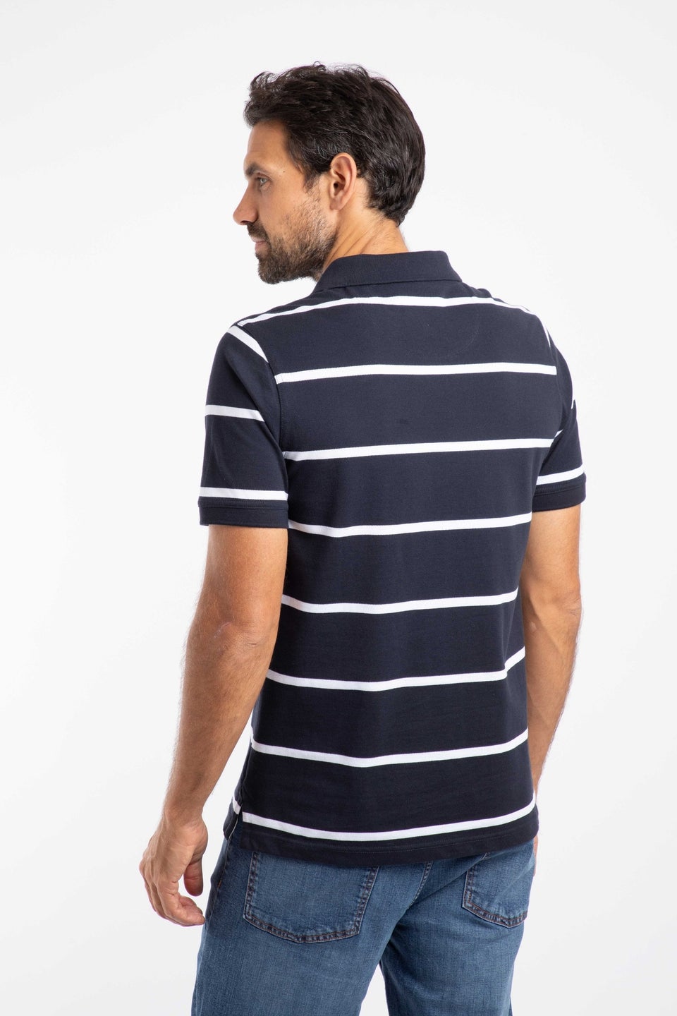 Weird Fish Midnight Fabian Striped Pique Polo Shirt