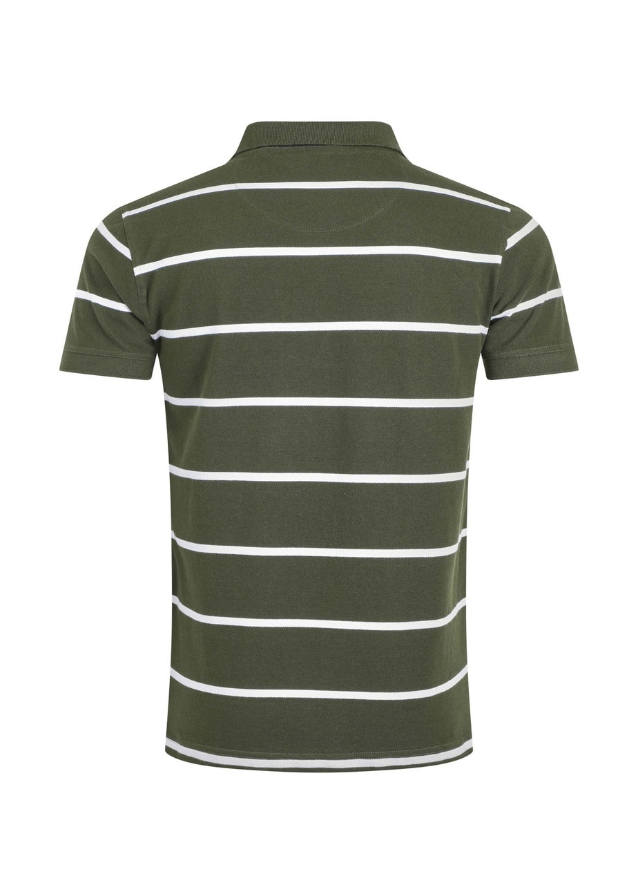 Weird Fish Deep Lichen Green Fabian Striped Pique Polo Shirt