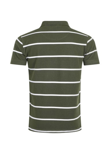 Weird Fish Deep Lichen Green Fabian Striped Pique Polo Shirt