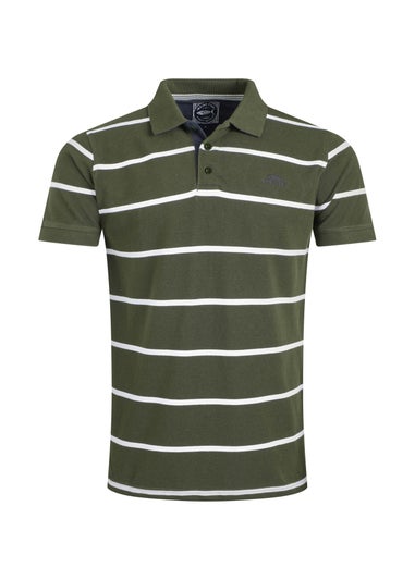 Weird Fish Deep Lichen Green Fabian Striped Pique Polo Shirt