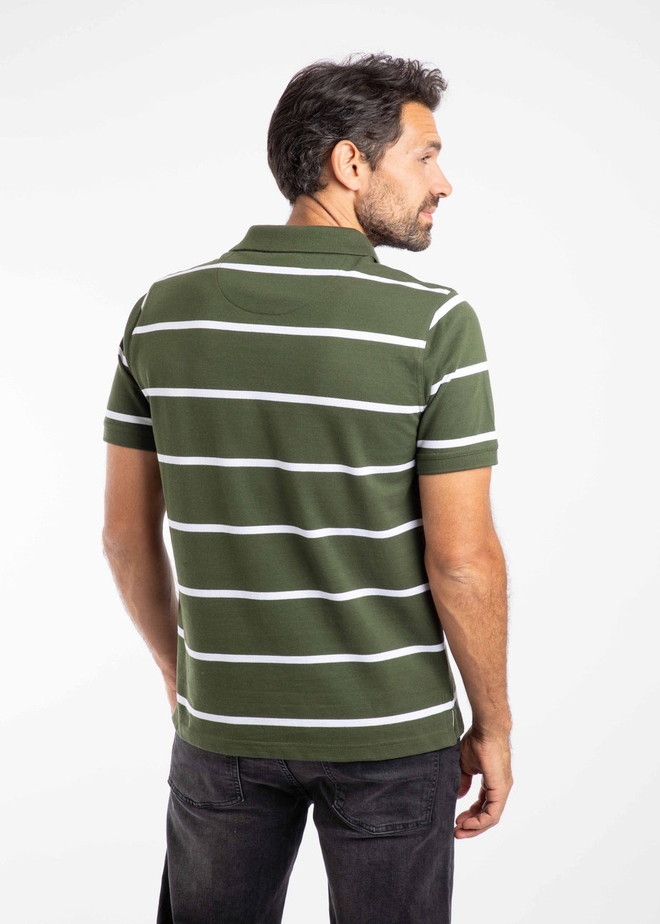 Weird Fish Deep Lichen Green Fabian Striped Pique Polo Shirt