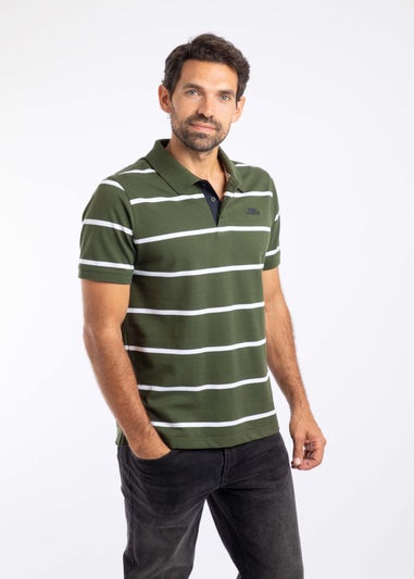 Weird Fish Deep Lichen Green Fabian Striped Pique Polo Shirt