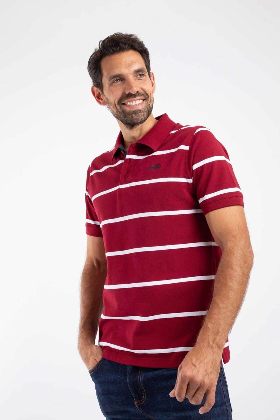 Weird Fish Garnet Fabian Striped Pique Polo Shirt
