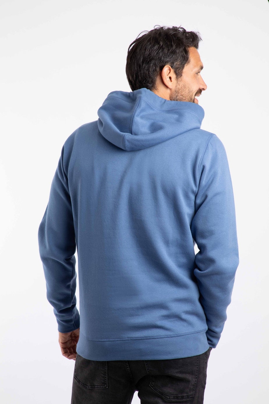 Weird Fish Mid Blue Bryant Front Print Graphic Popover Hoodie