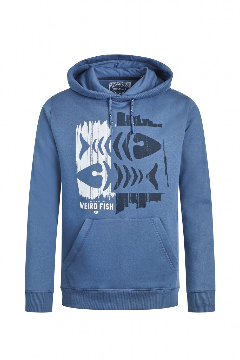 Weird Fish Mid Blue Bryant Front Print Graphic Popover Hoodie