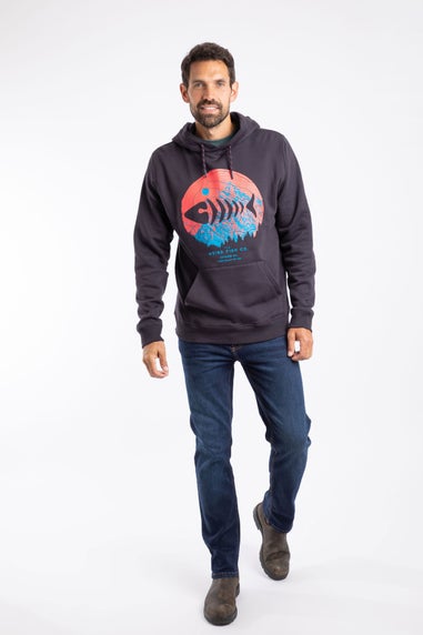 Weird Fish Midnight Bryant Front Print Graphic Popover Hoodie