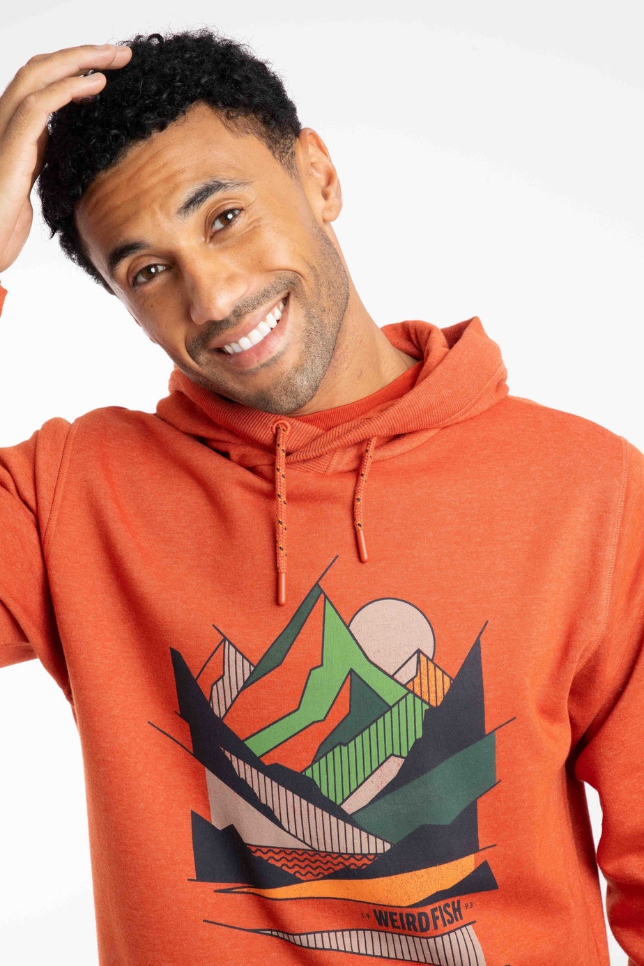 Weird Fish Rust Leaves Bryant Front Print Graphic Popover Hoodie