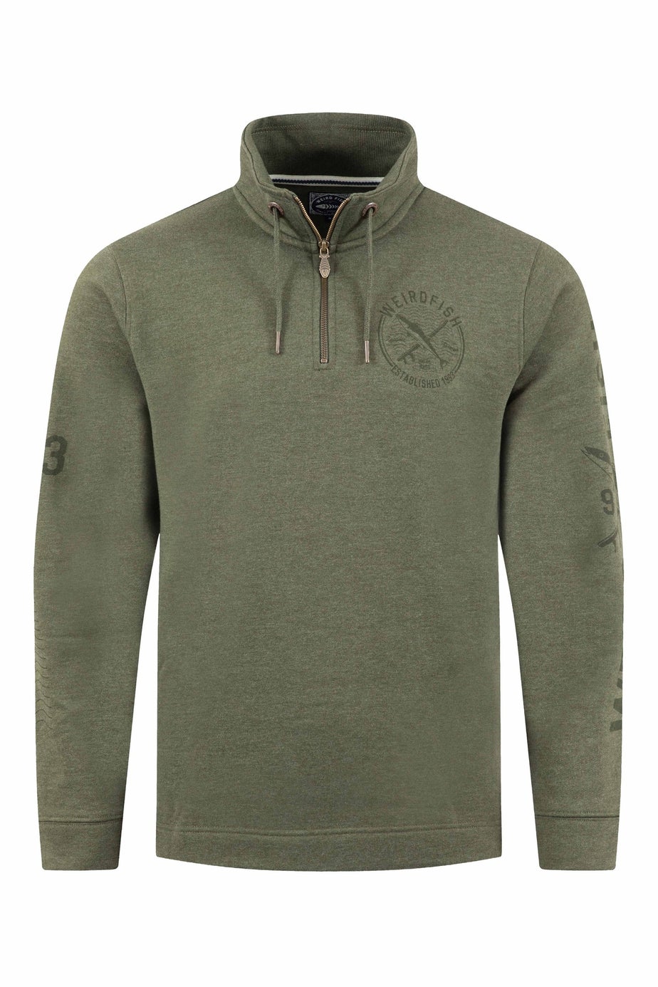 Weird Fish Deep Lichen Green Oakville Graphic 1/4 Zip Sweatshirt