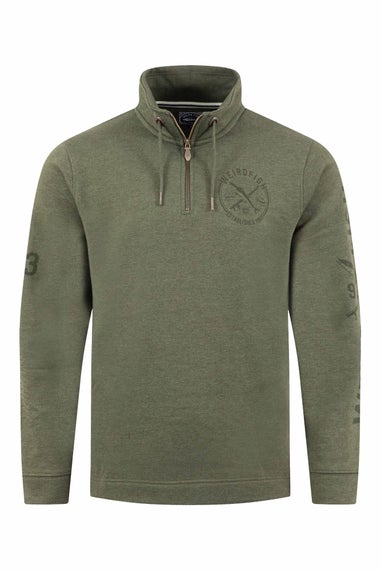 Weird Fish Deep Lichen Green Oakville Graphic 1/4 Zip Sweatshirt