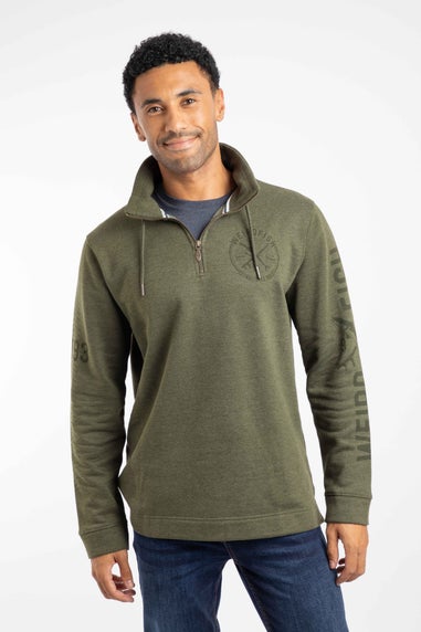 Weird Fish Deep Lichen Green Oakville Graphic 1/4 Zip Sweatshirt