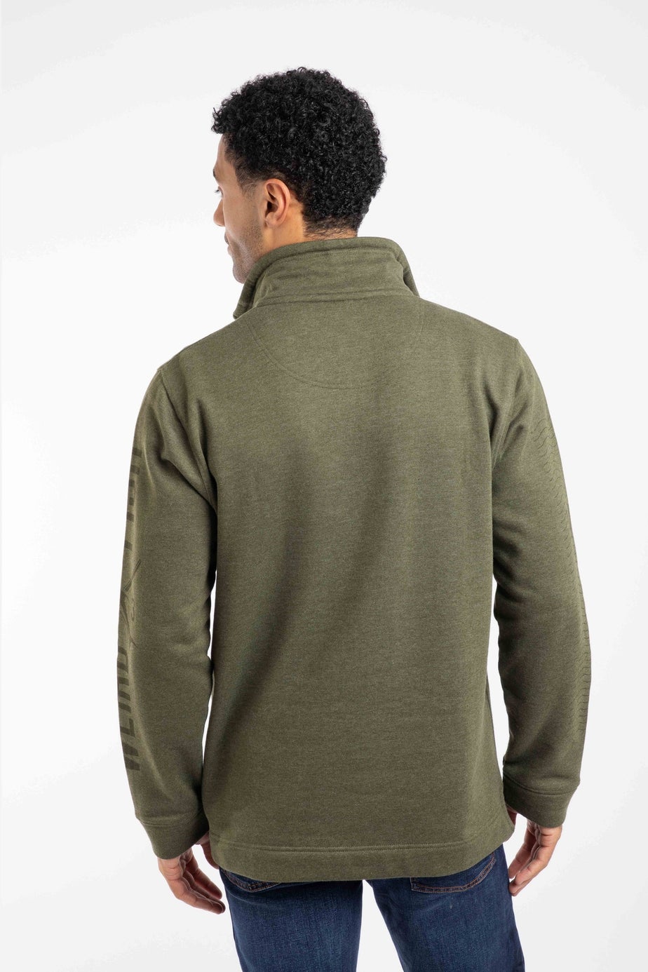 Weird Fish Deep Lichen Green Oakville Graphic 1/4 Zip Sweatshirt