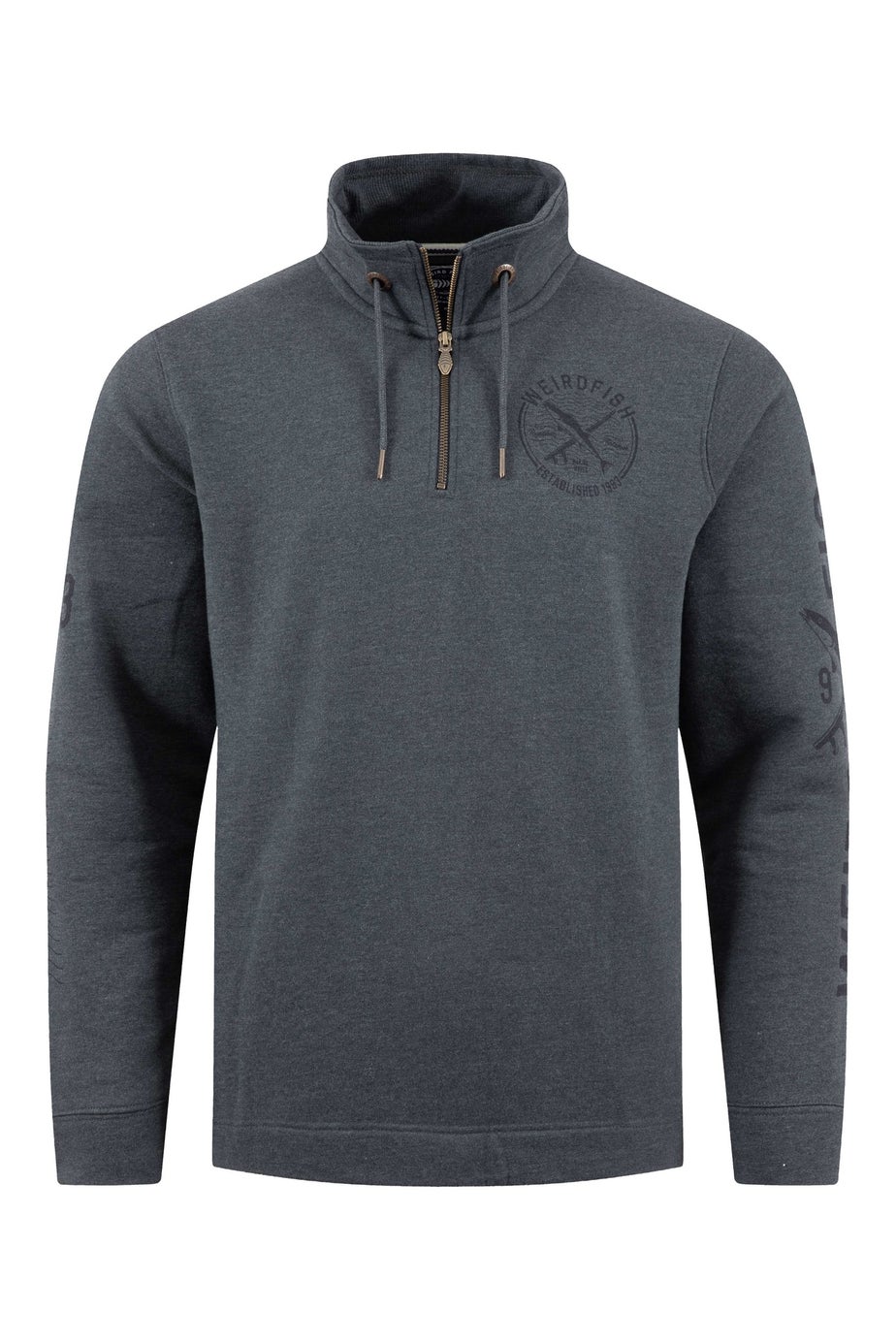 Weird Fish Navy Oakville Graphic 1/4 Zip Sweatshirt