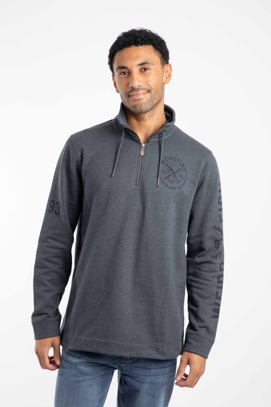Weird Fish Navy Oakville Graphic 1/4 Zip Sweatshirt