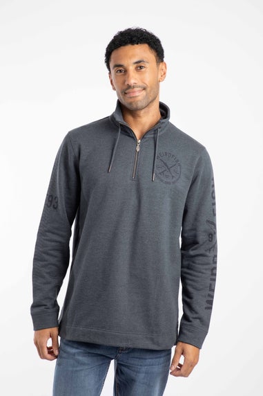 Weird Fish Navy Oakville Graphic 1/4 Zip Sweatshirt