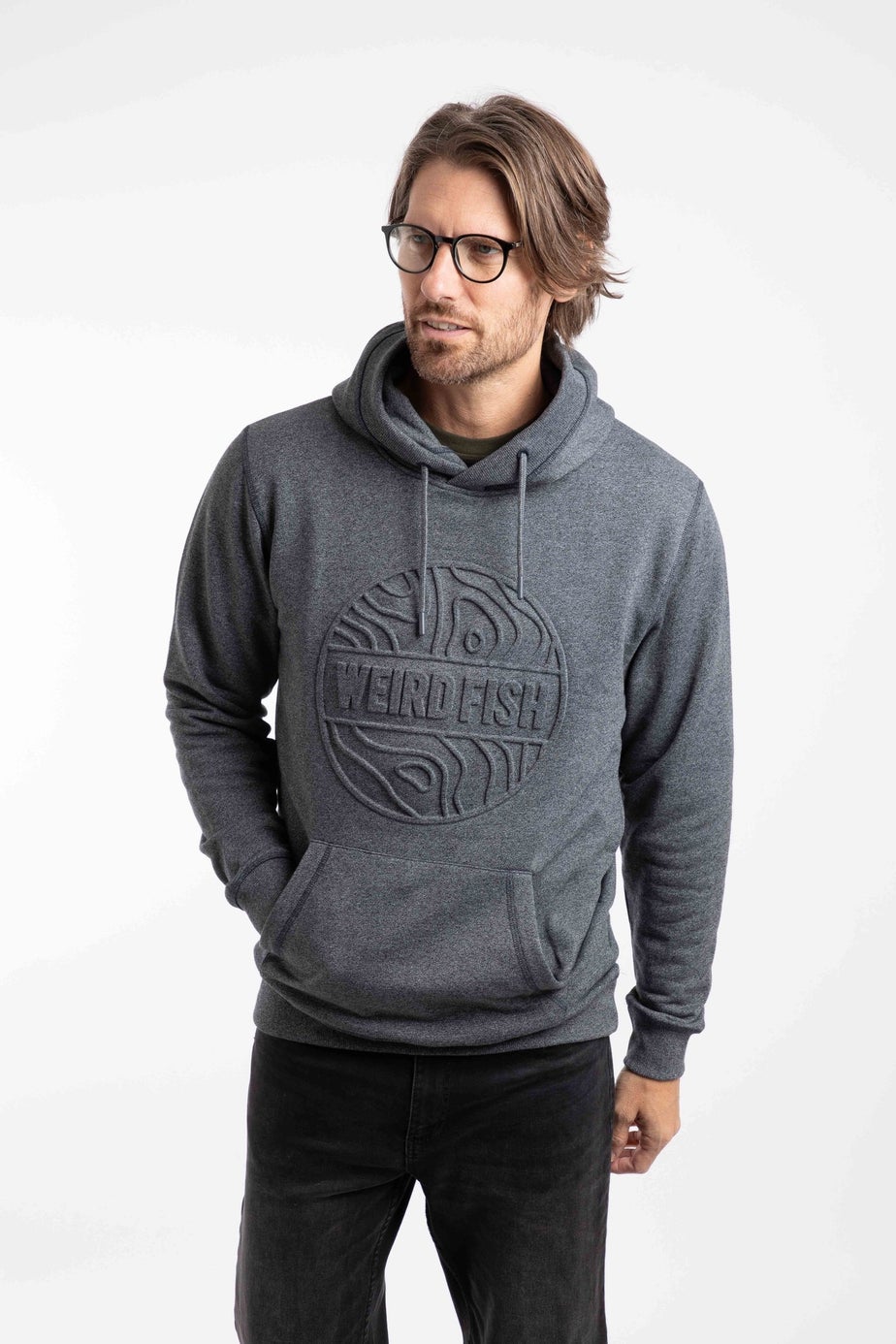 Weird Fish Black Perranporth Embossed Grindle Hoodie