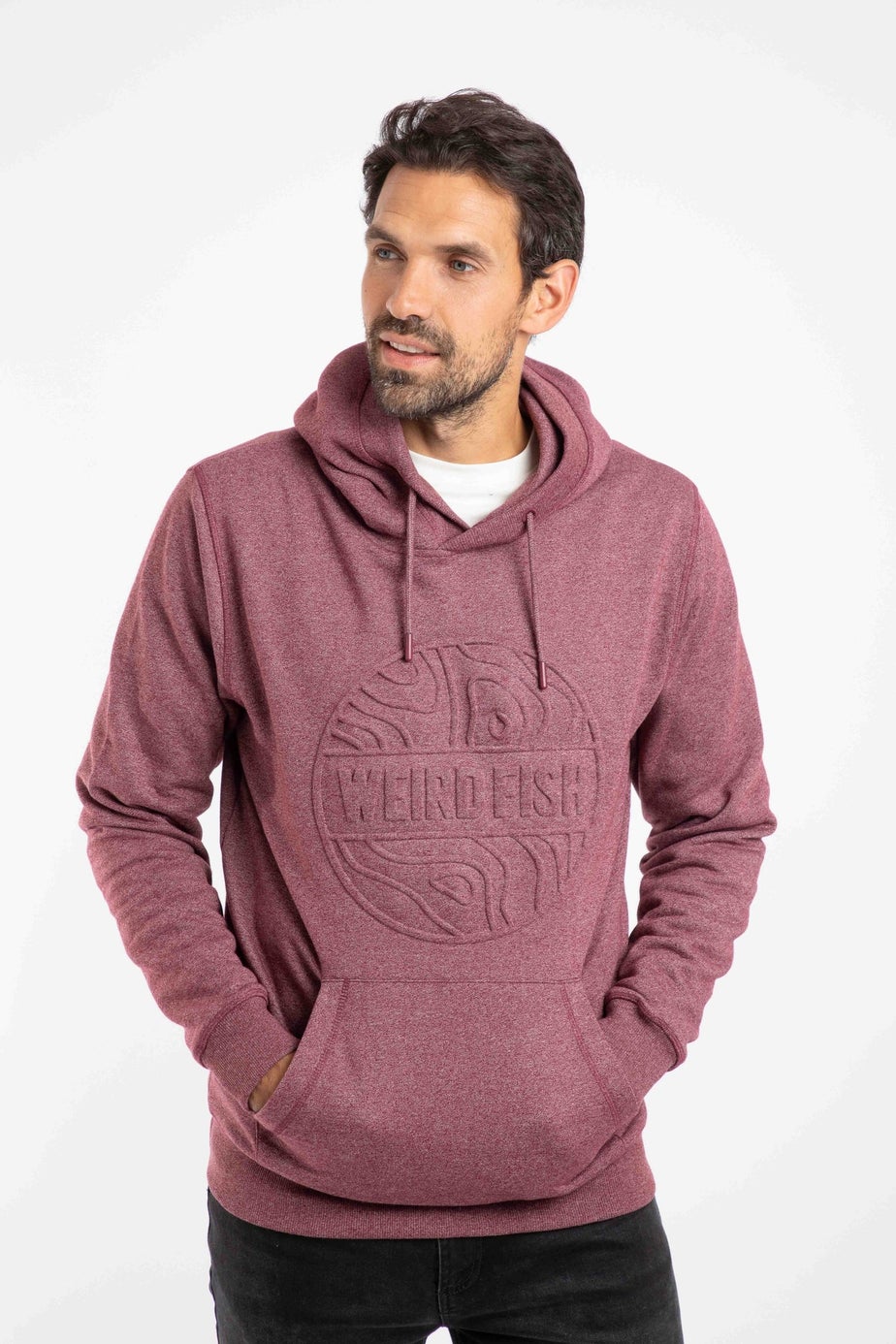 Weird Fish Antique Cherry Perranporth Embossed Grindle Hoodie