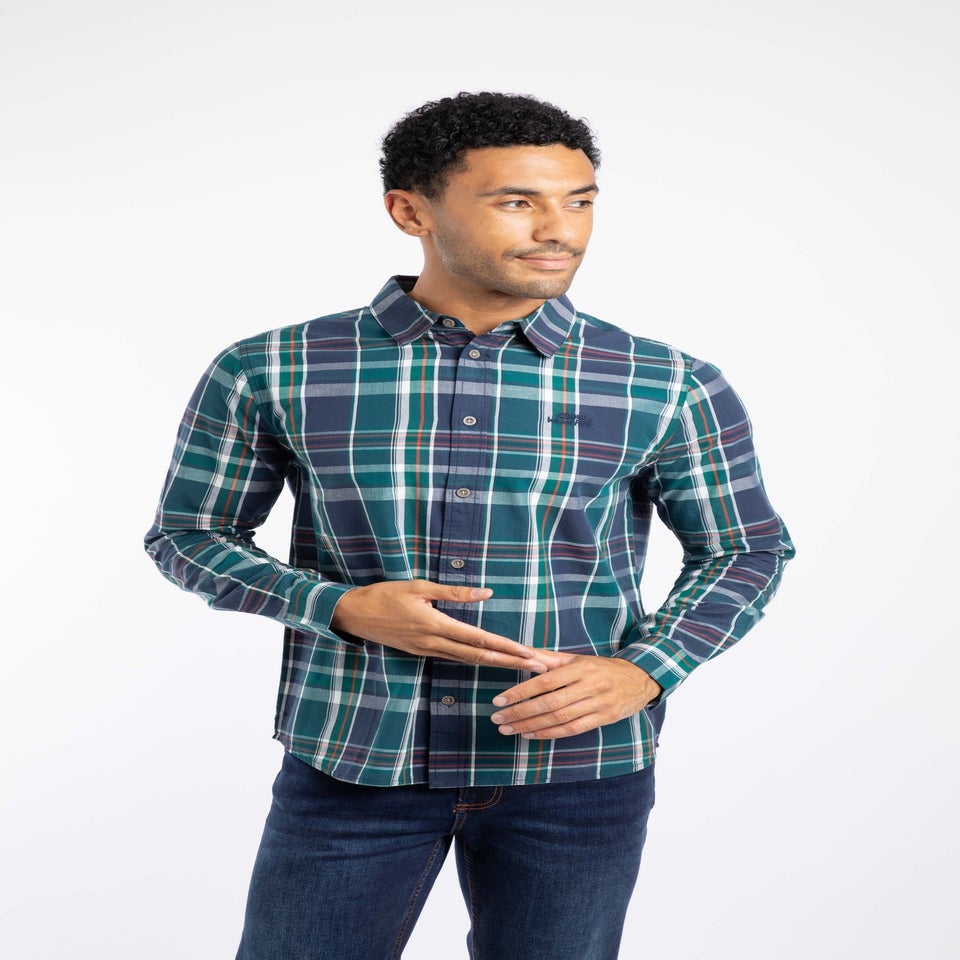 Weird Fish Dark Blue Lando Long Sleeve Check Shirt