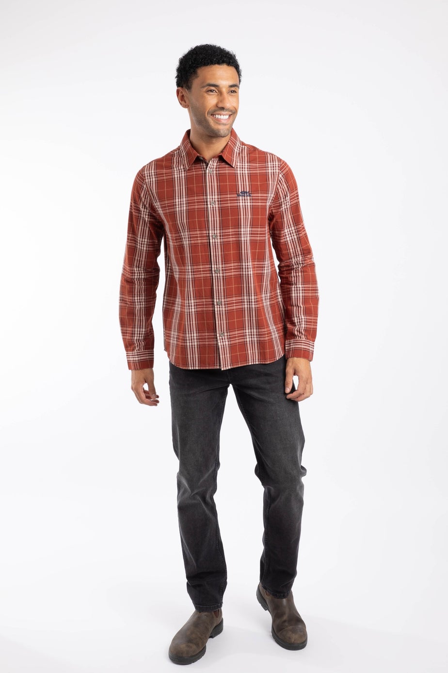Weird Fish Rust Leaves Lando Long Sleeve Check Shirt