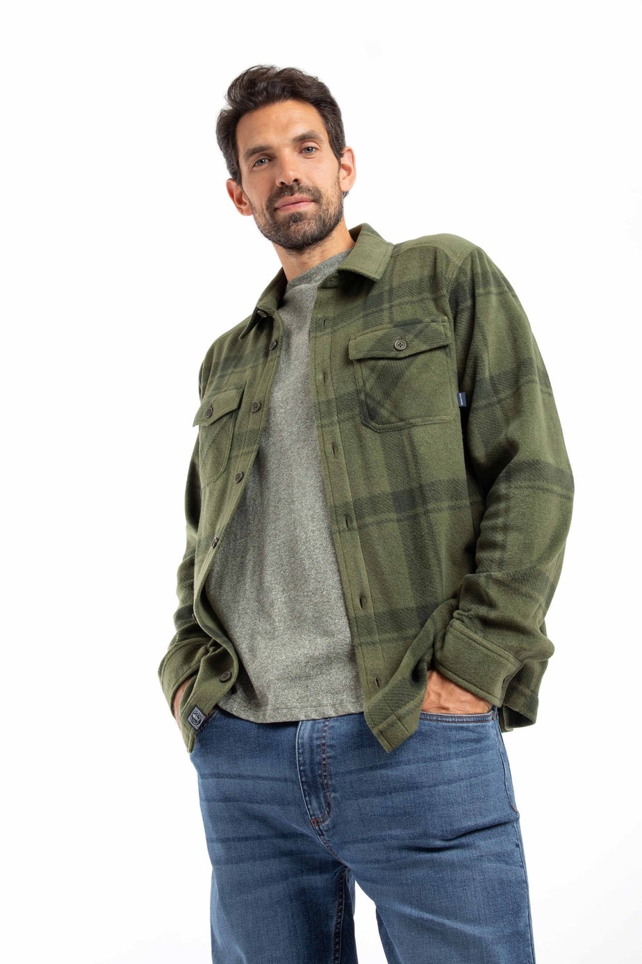Weird Fish Winter Green Darrow Fleece Check Shirt