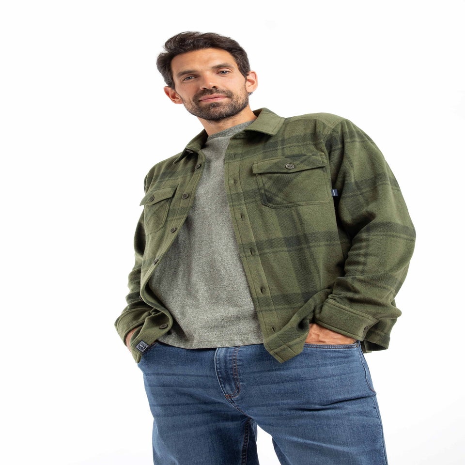 Weird Fish Winter Green Darrow Fleece Check Shirt