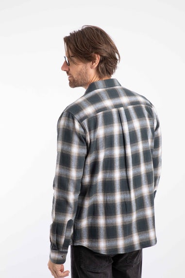 Weird Fish Grey Broxton Long Sleeve Herringbone Check Shirt