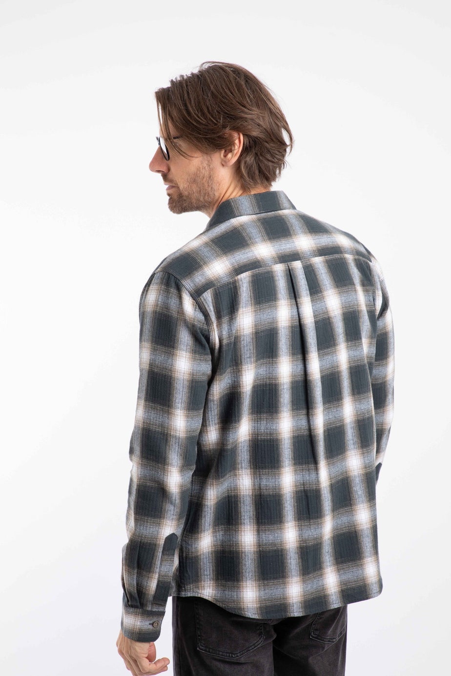 Weird Fish Grey Broxton Long Sleeve Herringbone Check Shirt