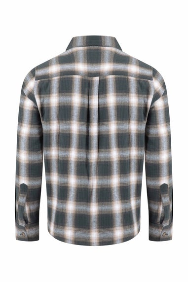 Weird Fish Grey Broxton Long Sleeve Herringbone Check Shirt