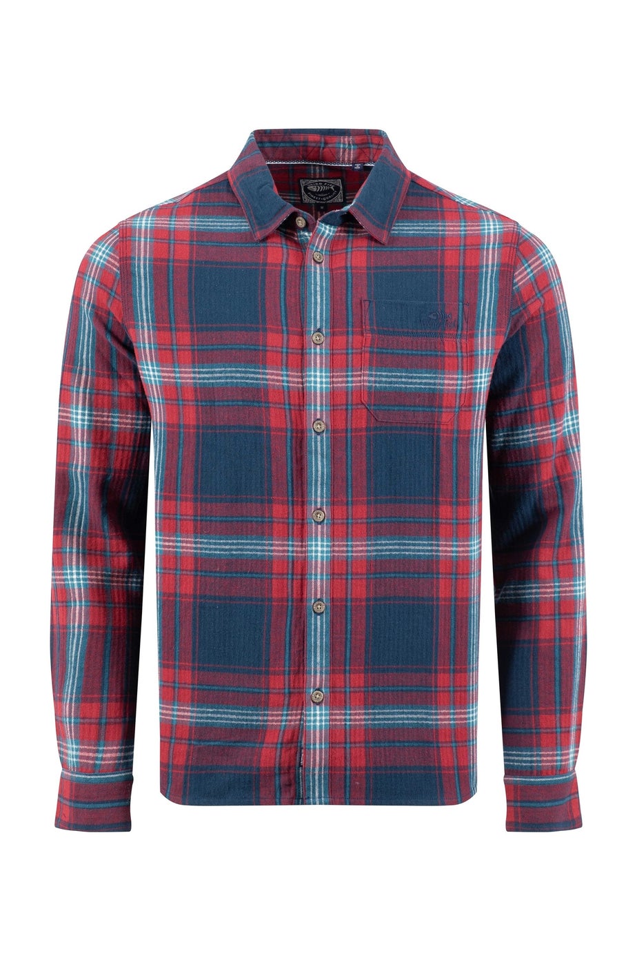 Weird Fish Burgundy Broxton Long Sleeve Herringbone Check Shirt