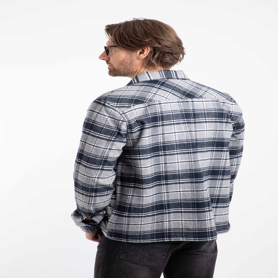 Weird Fish Grey Bosco Checked Over Shirt