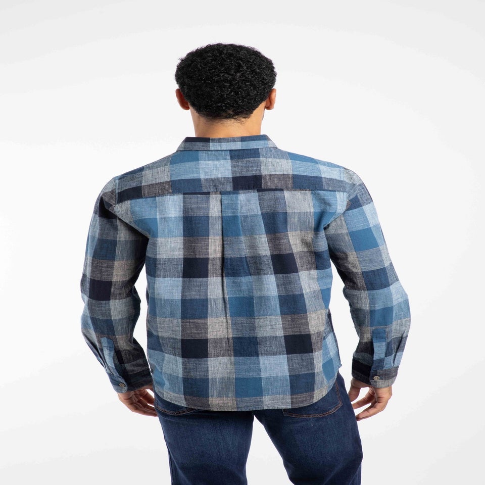 Weird Fish Blue Sode Long Sleeve Check Shirt