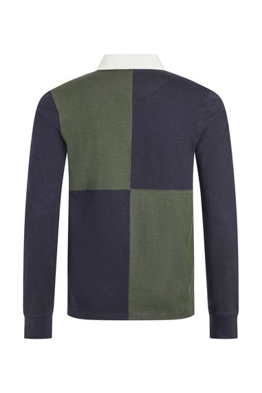 Weird Fish Deep Lichen Green Lyon Colour Block Rugby Shirt
