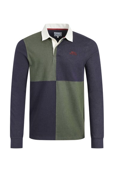 Weird Fish Deep Lichen Green Lyon Colour Block Rugby Shirt