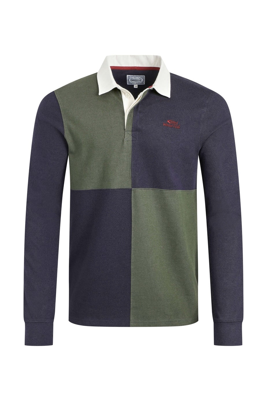 Weird Fish Deep Lichen Green Lyon Colour Block Rugby Shirt