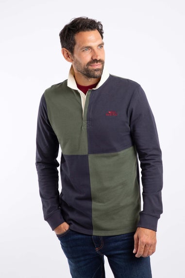 Weird Fish Deep Lichen Green Lyon Colour Block Rugby Shirt