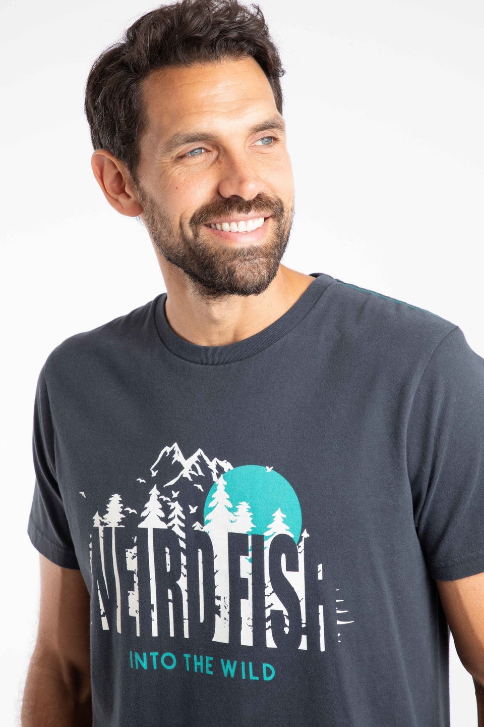 Weird Fish Navy Into The Wild Front Print Graphic T-Shirt