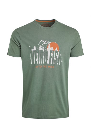Weird Fish Army Green Into The Wild Front Print Graphic T-Shirt