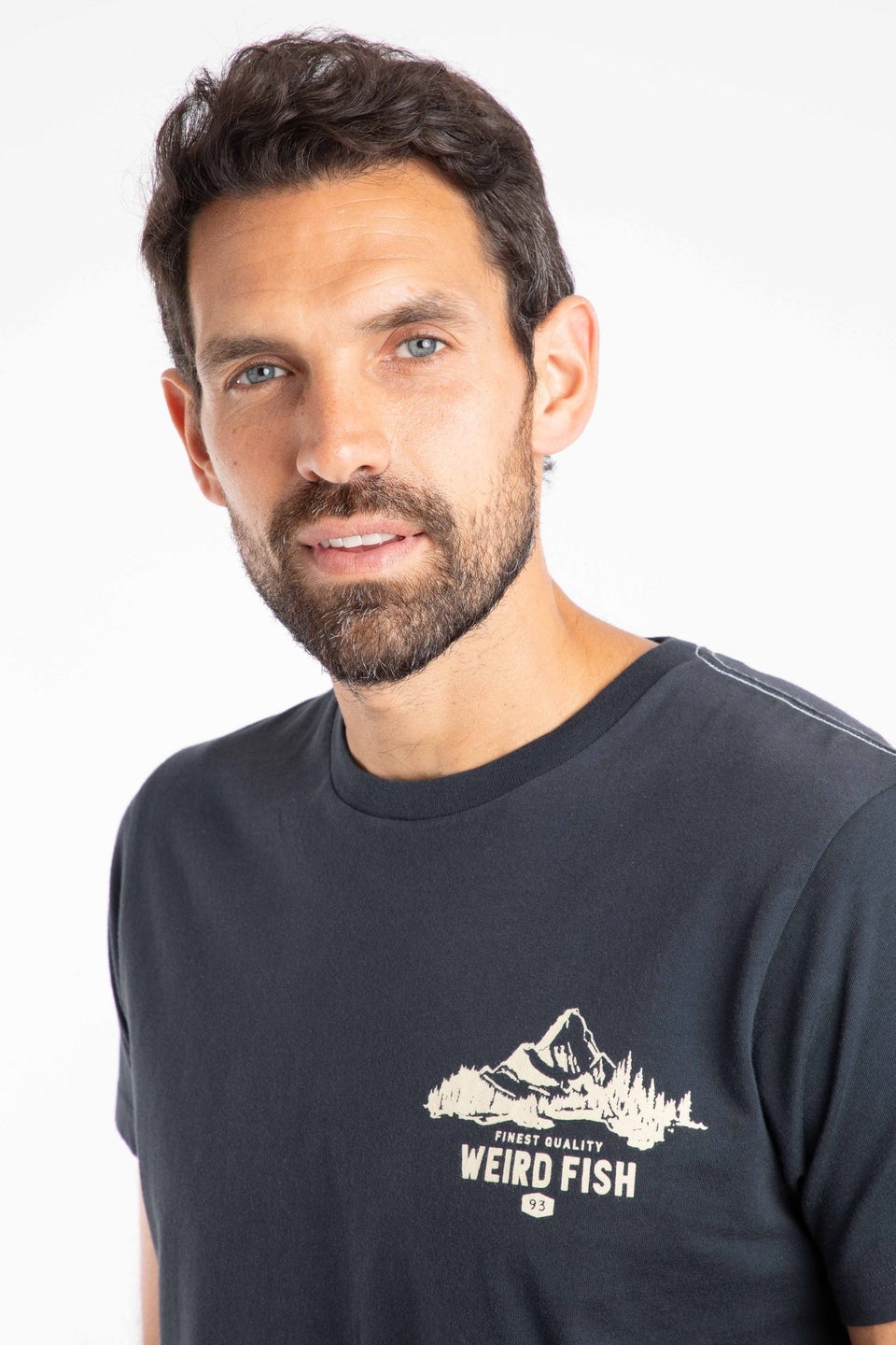 Weird Fish Navy Mountain Valley Back Print Graphic T-Shirt