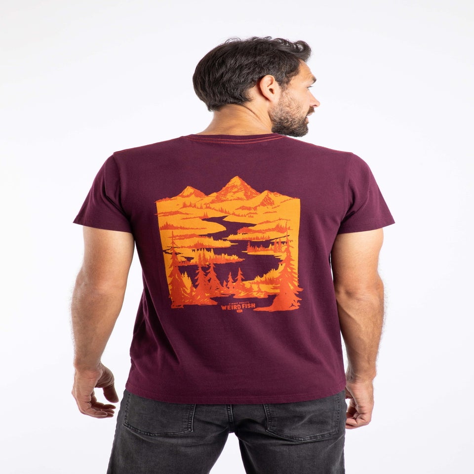 Weird Fish Aubergine Mountain Valley Back Print Graphic T-Shirt