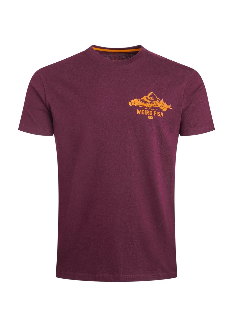 Weird Fish Aubergine Mountain Valley Back Print Graphic T-Shirt