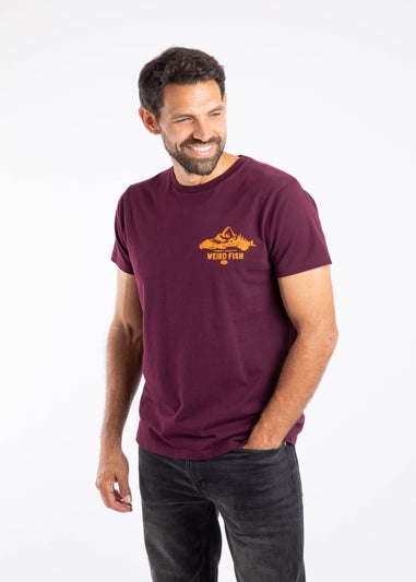 Weird Fish Aubergine Mountain Valley Back Print Graphic T-Shirt