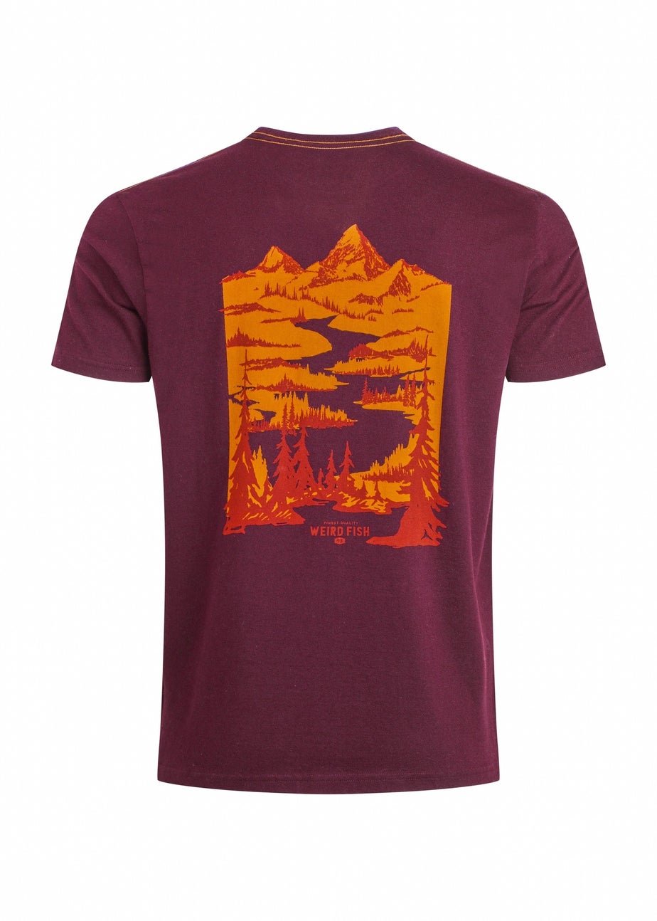 Weird Fish Aubergine Mountain Valley Back Print Graphic T-Shirt