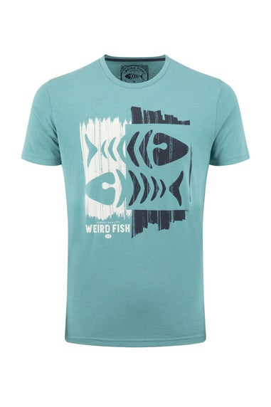 Weird Fish Smoked Blue Double Fish Front Print Graphic T-Shirt