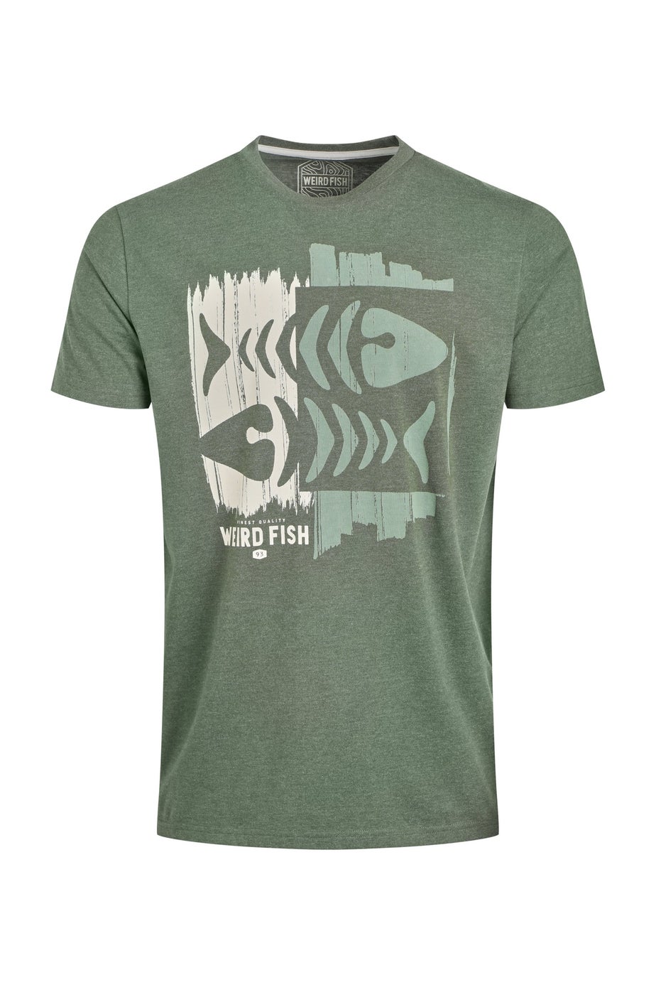 Weird Fish Deep Lichen Green Double Fish Front Print Graphic T-Shirt