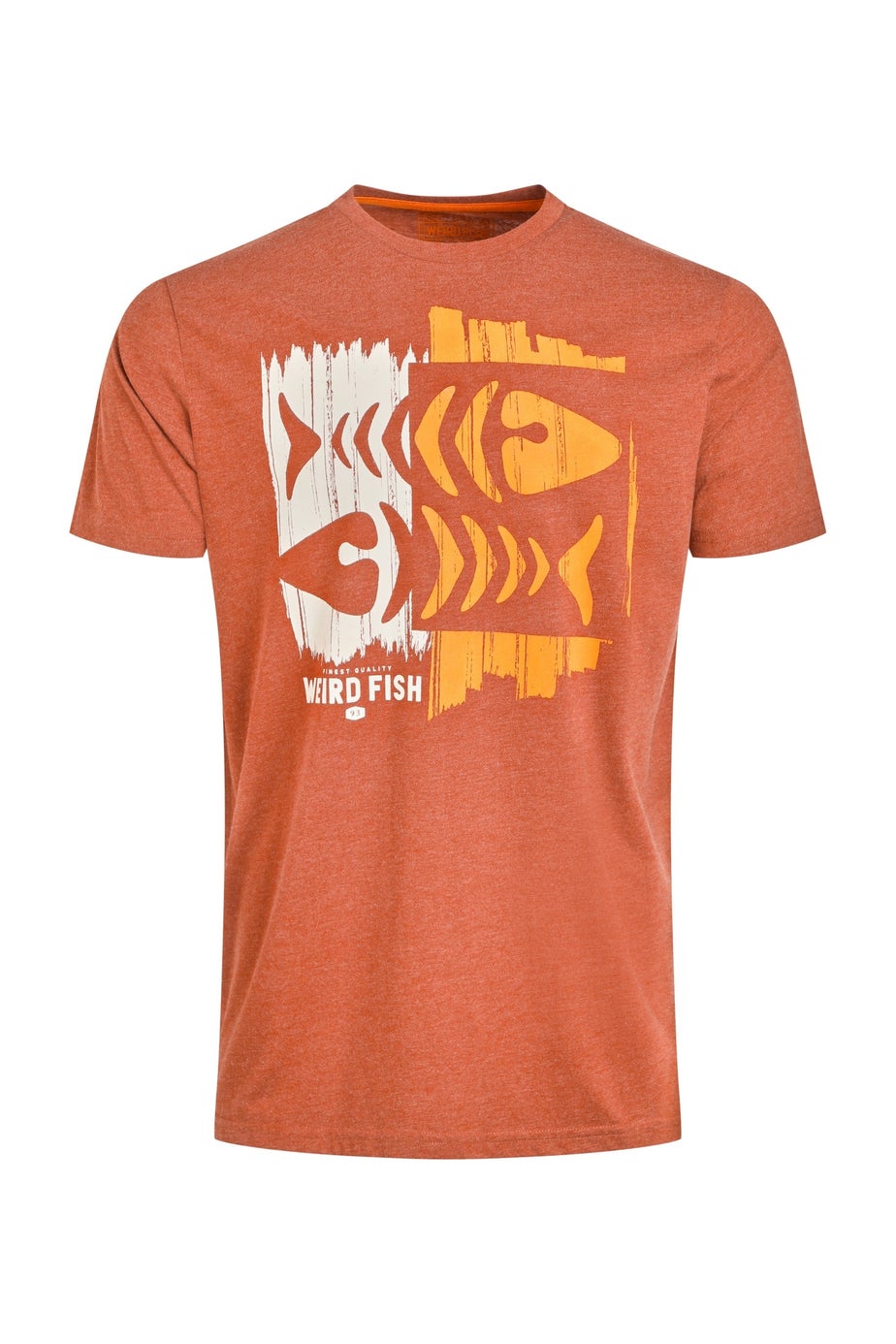 Weird Fish Rust Leaves Double Fish Front Print Graphic T-Shirt