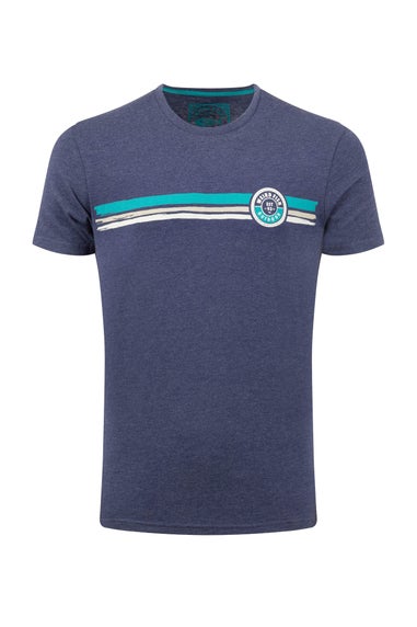 Weird Fish Dark Blue Wave Stripe Front Print Graphic T-Shirt