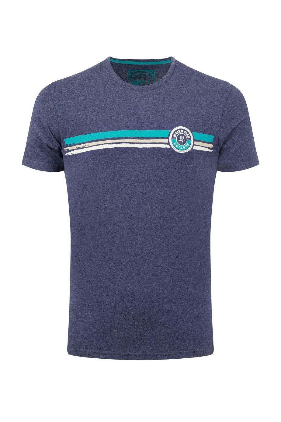 Weird Fish Dark Blue Wave Stripe Front Print Graphic T-Shirt