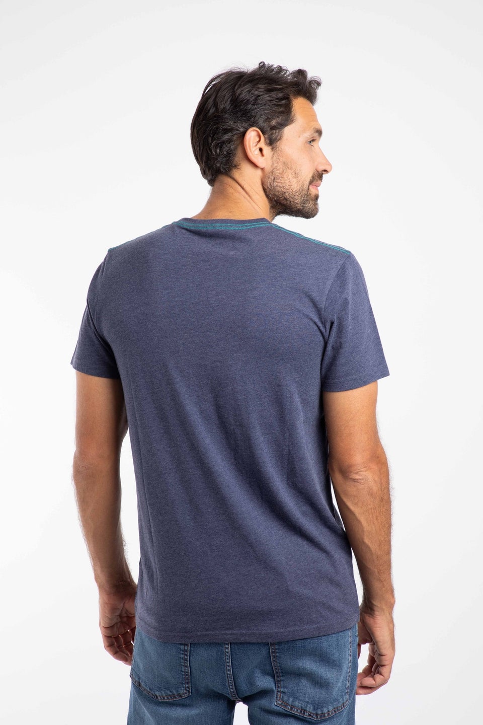 Weird Fish Dark Blue Wave Stripe  Front Print Graphic T-Shirt