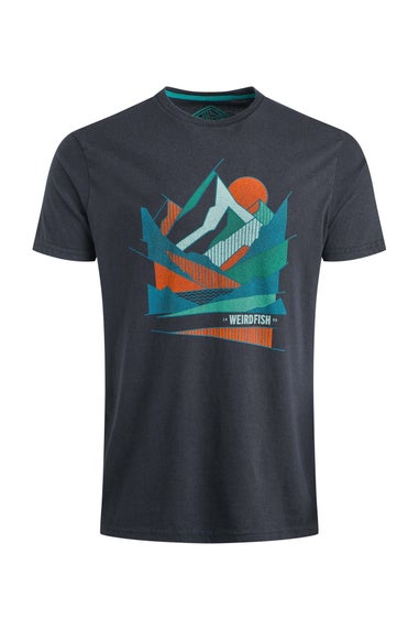 Weird Fish Black Aspect Mountains Front Print Graphic T-Shirt
